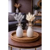 ÇINARASYADAHOME Gri-Beyaz Lagurus Bunny Tail Grass 2 Demet 10'lu 30-40 cm Şoklanmış Çiçek Pamuk Otu Kurutulmuş Çiçek