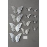 ÇINARASYADAHOME Gümüş Renkli Metalik 3 Kanatlı 3D Kelebek Sticker Duvar Süsü 12'li Set