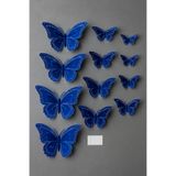 ÇINARASYADAHOME Mavi Renkli Metalik 3 Kanatlı 3D Kelebek Sticker Duvar Süsü 12'li Set