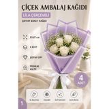 ÇINARASYADAHOME Şeffaf Kenarlı Lila Çerçeveli Buket Ambalaj Kağıdı 57x57 cm Çiçek Sarma ve Paketleme 4 Adet