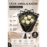 ÇINARASYADAHOME Şeffaf Kenarlı Siyah Çerçeveli Buket Ambalaj Kağıdı 57x57 cm Çiçek Sarma ve Paketleme 4 Adet