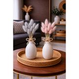 ÇINARASYADAHOME Tozpembe-Gri Lagurus Bunny Tail Grass 2 Demet 10'lu 30-40 cm Şoklanmış Çiçek Pamuk Otu Kurutulmuş