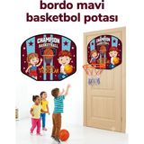 Çınaroğlu AVM Taraftar 35 cm Basketbol Potası Toplu Fileli Basketbol Öğreten Eğitici Basket Çemberi - Bordo - Mavi