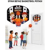 Çınaroğlu AVM Taraftar 35 cm Basketbol Potası Toplu Fileli Basketbol Öğreten Eğitici Basket Çemberi - Siyah - Beyaz