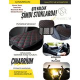 Çınarrium Citroen C-Elysee Deri Oto Kolçak Kılıfı Örtüsü Capitone Süngerli Kırmızı Nakışlı - Çok Renkli