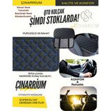 Çınarrium Pınaxar Renault Clio 3 2005-2012 Deri Oto Kolçak Kılıfı Örtüsü Capitone Süngerli Mavi Nakışlı 30x20cm - Çok Renkli