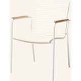 Cinas Mood Classic Bahçe Sandalyesi Teak Kollu Alüminyum Gövde Beyaz 60X56X84 cm