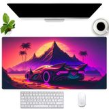 Cindasun Pembe Mor Neon Gün Batımı Masa Mat Mousepad Punk Masa pedi, Havalı Fütüristik Araba Genişletilmiş Büyük Oyun Mouse Pad Klavye Pedi, Fantezi Sanat Bilgisayar Mat ofis masaüstü dekorasyonu 80 x