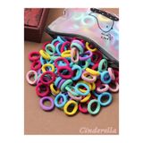 Cinderella 100'lü Soft Renkli Çantalı Minik Elastik Lastik Toka Seti - Kadın Çocuk Yumuşak Saç Tokası Model-3