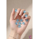 Cinderella 10'lu Gökyüzü Mavi Kiraz Çiçekli Çıt Çıt Klipsli Örgü Saç Süsü - Kız Çocuk Süsleme Tokası Metal