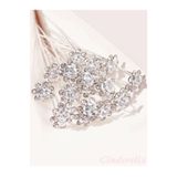 Cinderella 10'lu Mini Kristal Taşlı Çiçek Tasarım Firkete Toka Gümüş - Düğün Nikah Saç Aksesuarı Topuz Tokası