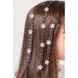 Cinderella 10'lu Pembe Çiçekli Taşlı Çıt Çıt Klipsli Örgü Saç Süsü - Genç Kız Çocuk Süsleme Tokası Küpesi Metal