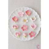 Cinderella 11'li Japon Bahçesi Soft Mat Pembe Terlik Süsü Seti Jibbitz - Kiraz Çiçeği Tomurcuk Cross Charm