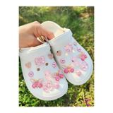 Cinderella 20'li Pembe Degrade Kelebekli Ayıcık İnci Kurdele Kalp Terlik Süsü Jibbitz - Cross Crocks Charm Seti