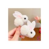 Cinderella 2'li Beyaz Tavşanlı Yumuşak Astarlı Klips Toka Seti - Kız Bebek Çocuk Klipsli Pens Saç Tokası