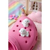 Cinderella 2'li Beyaz Toy Poodle Köpek Figürlü 3D Terlik Süsü Jibbitz - Kız Erkek Çocuk Genç Cross Charm Tokası