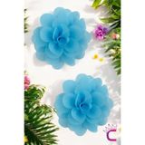 Cinderella 2'li Chiffon Flower Kız Çocuk Toka Seti Açık Mavi - Çiçekli Bebek Çocuk Saç Tokası Klips Pens Toka