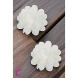Cinderella 2'li Chiffon Flower Kız Çocuk Toka Seti Beyaz - Çiçekli Kız Bebek Çocuk Saç Tokası Klips Pens Toka