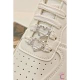 Cinderella 2'li Kalpli Gümüş Zirkon Taşlı Ayakkabı Bağcık Süsü Tokası - Klipsli Metal Şık Sneaker Charmı Takısı