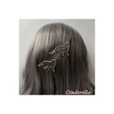 Cinderella 2'li Kedi Figürlü Klipsli Metal Saç Tokası Gold - Sade Ve Şık Kıstırmalı Saç Toka