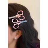 Cinderella 2'li Soft Pembe Makas Tasarım Eğlenceli Pens Toka 8cm - Hediyelik Y2k Gotik Klipsli Yan Saç Tokası