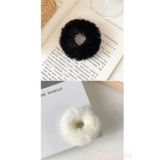 Cinderella 2'li Yumuşak Tüylü Renkli Peluş Simit Toka - Peluş Scrunchie Lastikli Saç Tokası Renk-1