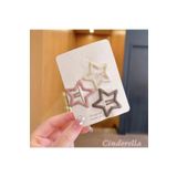 Cinderella 3'lü Büyük Mat Soft Renkli Yıldız Çıt Çıt Toka Seti 4.2cm - Yıldızlı Çıtçıtlı Çocuk Saç Tokası
