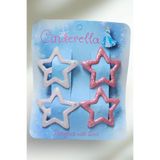 Cinderella 4'lü Dökme Simli Pembe Tonlu Yıldız Çıtçıtlı Toka Seti - Renkli Kız Çocuk Metal Çıt Çıt Saç Tokası