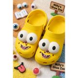 Cinderella 4'lü Eğlenceli 3D Gülen Büyük Göz Sünger Bob Terlik Süsü Seti Jibbitz - Cross Crocks Pin Charm Takı