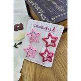 Cinderella 4'lü Sevimli Noktalı Yıldız Çıtçıt Toka Seti Pembe Fuşya - Kız Çocuk Yıldızlı Çıtçıtlı Saç Tokası