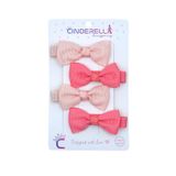 Cinderella 4'lü Tamamen Astarlı Fiyonk Model Yumuşak Bebek Saç Tokası - Renkli Çocuk Pens Klips Toka Renk-1