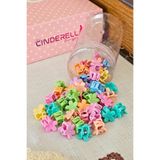 Cinderella 50'li Kutulu Kız Çocuk Pastel Renkli Çiçekli Mini Mandal Toka Seti - Klipsli Örgü Saç Tokası Boncuğu
