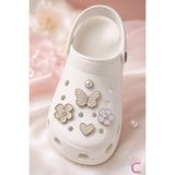 Cinderella 5'li İncili Çiçekli Taşlı Kelebekli Kalpli Terlik Süsü Seti Jibbitz - Cross Süsleri Pin Charm Crocks