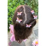 Cinderella 5'li Pembe Mavi Degrade Kız Çocuk Kelebek Toka Seti - Dolgu Kanatlı Kelebekli Mini Pens Saç Tokası
