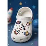 Cinderella 5'li Sevimli Uzay Kaşifi Astronot Roket Gezegen Çocuk Terlik Süsü Seti Jibbitz - Cross Charm Crocks
