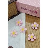 Cinderella 5'li Tatlı Kiraz Çiçeği Mini Pens Örgü Toka Seti Pembe - Kadın Saç Aksesuarı Klipsli Süsleme Tokası