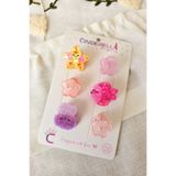 Cinderella 6'lı Deniz Yıldızı Denizanası Balık Çiçek Motif Mini Asetat Mandal Toka Seti - Hediyelik Saç Tokası