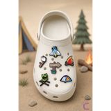 Cinderella 6'lı Kamp & Doğa Macerası Terlik Süsü Seti - Marsmallow Ateş Çadır Cross Pin Charm Crocks