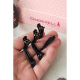 Cinderella 6'lı Siyah Mini Plastik Pens Toka Seti 3.5cm - Makyaj Kuaför Maşa Fön Dalga Klipsli Saç Tutucu - Tek Ebat