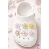 Cinderella 6'lı Soft Şeffaf Pastel Renkli Cam Efektli Çiçekli Terlik Süsü Seti - Cross Charmı Crocks