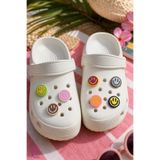 Cinderella 7'li Neşeli Emoji Renkli Gülen Yüzlü Terlik Süsü Seti Jibbitz - Cross Pin Crocks Charm Takı Aksesuar