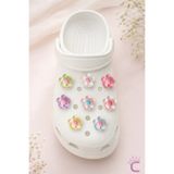 Cinderella 8'li Pastel Renkli Papatya Çiçekli Şeffaf Terlik Süsü Seti Jibbitz - Cross Süsleri Charm Crocks Pin