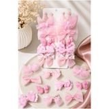 Cinderella Accessories 10'lu Pembe Kız Bebek Pens Toka Seti Kelebekli Fiyonk Kurdele İnci Tüllü Klips Çocuk Saç Tokası