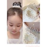Cinderella Accessories Prenses Taç Incili Lastikli Elastik Topuz Tokası - Tek Ebat Zarif Doğum Günü Aksesuarı