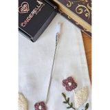 Cinderella Beyaz Lale Motifli Vintage Metal Topuz Tokası 19 cm Gümüş - Gotik Tarz Çubuk Toka Japon Saç Çubuğu