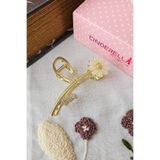 Cinderella Daisy Çiçekli Zarif Kadın Mandal Toka 10cm Metal Gold - Şık Hediyelik Mandallı Papatya Saç Tokası