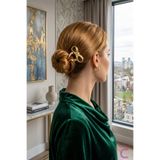 Cinderella Fiyonk Kurdele Tasarım Kadın Metal Topuz Tokası Gold 12cm - Şık Günlük U Çubuk Toka Saç Çubuğu