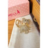 Cinderella Gold Ayıcıklı Zirkon Taşlı Metal Küçük Mandal Toka 4cm - Hediyelik Teddy Bear Mandallı Saç Tokası