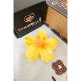 Cinderella Güneş Sarısı Amber Ombre Lotus Çiçekli Mandal Toka 8cm - Plumeria Hawaii Çiçeği Mandallı Saç Tokası