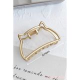 Cinderella Kedi Model Kadın Gold Metal Mandal Toka - Orta Boy Sıkı Toplayan Lüks Mandal Saç Tokası
